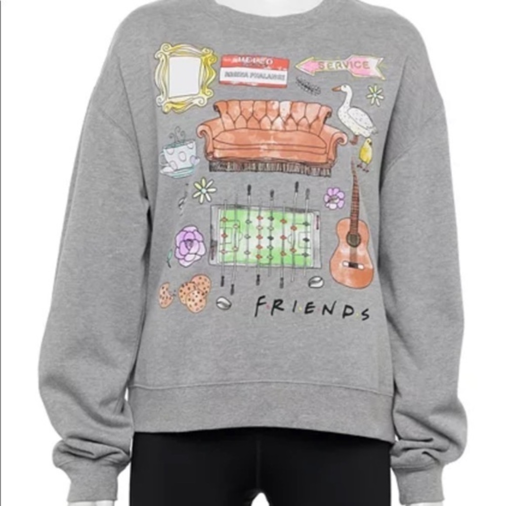 FRIENDS Branded Juniors Sweatshirt, Grey, Size XS, Jerry Leigh